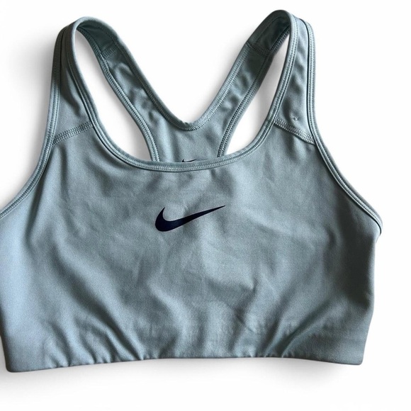 NWOT- Nike Sports Bra Size M Light Blue with Black Swoosh (never worn) - Picture 2 of 6